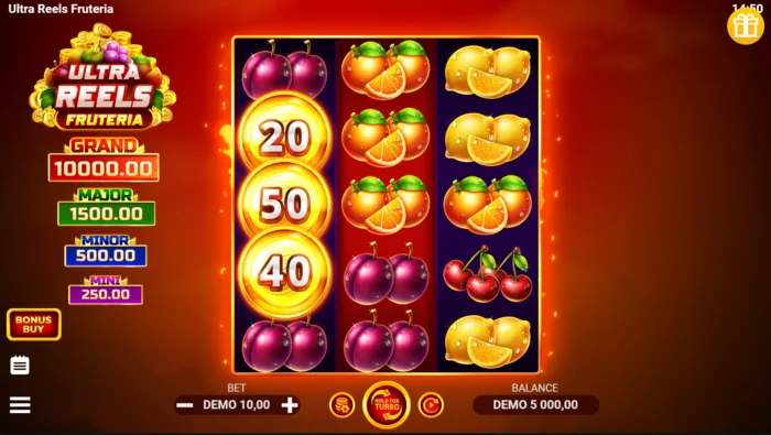 Ultra Reels Fruteria - skrini kuu ya mchezo ya 3 kwa 5
